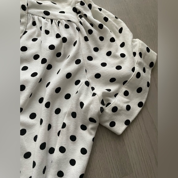 BEBE Black and White Polka Dot Button Up Midi Dress with Waist Tie - Picture 6 of 7